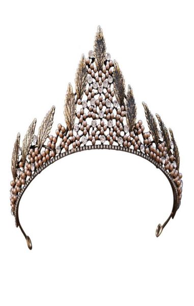 

woodqiqi korean bride crystal crown headdress wedding dress accessories baroque rhinestone coroa tiaras and crowns1548127, Golden;white