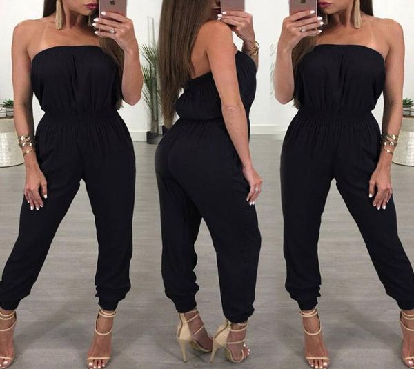 

womens bandage evening party playsuit ladies romper long jumpsuit rompers women jumpsuit shorts one shoulder overalls for woman2322390, Black;white