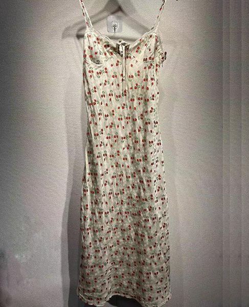 

women lace zhizhi strawberry jacquard slip dress summer, White;black