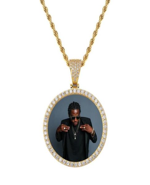 

custom picture necklace for men women customized po pendant hip hop luxury designer bling diamond pendants iced out necklace je1017619, Silver