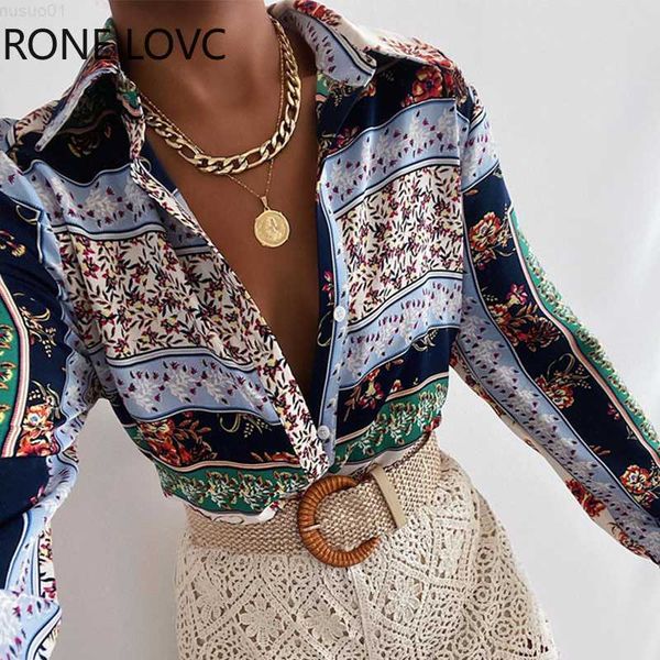 

women's blouses shirts women chic elegant long sleeves all over print turn down collar women blouse l230712, White