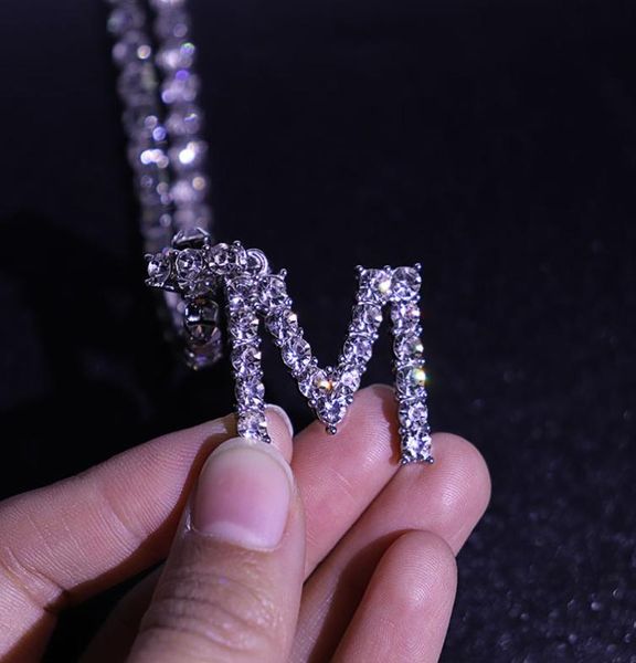 

alloy alphabet pendant necklace full diamond 5mm hiphop street personality fashion jewelry holiday gift social gathering1056571, Silver