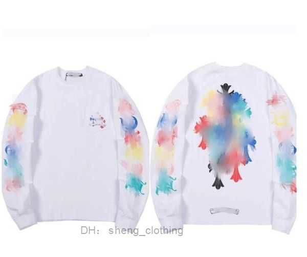 

chromese designer womens fashion horseshoe sleeve t-shirt cross mens casual pullover pink ch 8 ngmw, Black