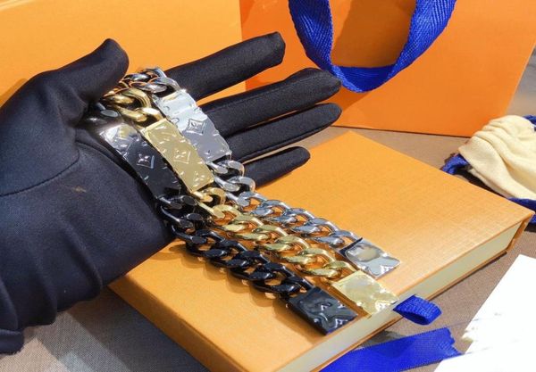 

20style fashion brand bracelets link chains women men love chain bracelet charm titanium stainless steel for valentine039s day 6319484, Black