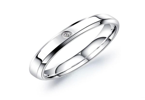 

10yearold factory direct microdiamond stainless steel ring titanium couple ring smooth simple single diamond ring4788948, Silver