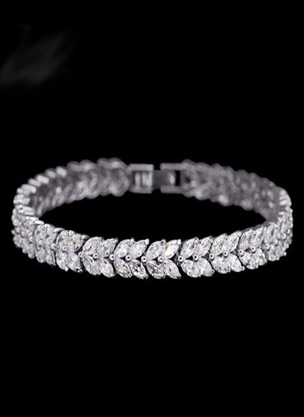 

latest wheat design tennis bracelet bangle for women female bracelet bangle with marquise cut cubic zirconia stone5305599, Black