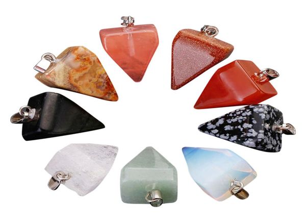 

natural charms pyramid water chestnut shape pendant natural crystal agate quartz stone jewelry pendants for jewelry making fre9828144, Silver
