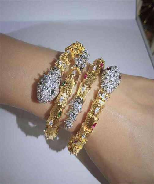 

red green eyes gold opening bracelet women aaa zircon fashion luxury trend senior sale freight classic 2109181299160, Black