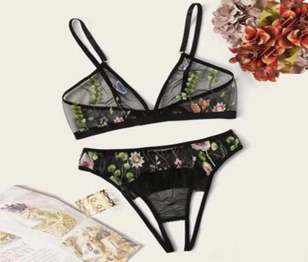 

plus size women lingerie transparent bralette set lace underwear bra and panty sets sutia bra vs ropa interior5235409, Red;black