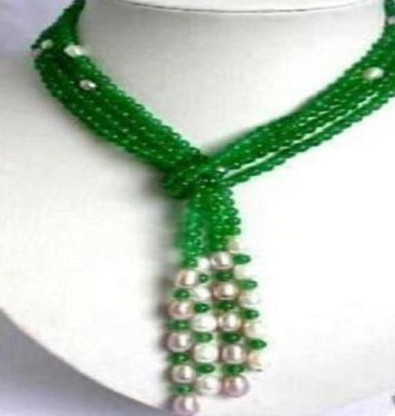 

6mm jade verde blanco perla bufanda forma collar 50 quotss0251394792, Silver