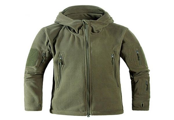 

men windproof tad tactical fleece shooting mountain micro thermal polar fleece hooded jacket army clothes breathable8268106, Black;brown