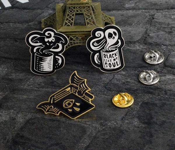 

european enamel ghost devil collar pins halloween gift cowboy clothes brooches alloy backpack skirt jewelry badge accessories whol5430651, Gray
