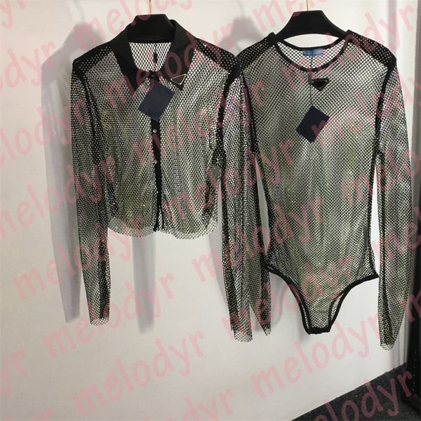 

hollow diamond shirts women bodysuits fashion designer rhinestone blouse shiny nightclub clothing, White