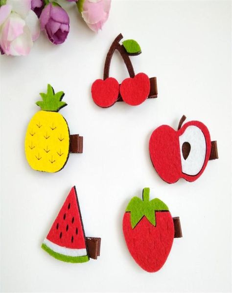 

30pcs lot nonwoven fabric fruit style kids baby hair accessories children girls hair clips hairpins170e2516668, Slivery;white