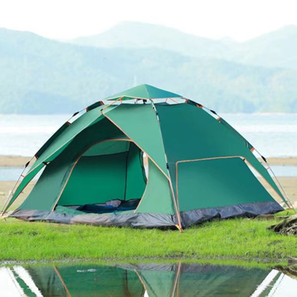 

Waterproof and sunscreen automatic tent customized double-deck tent with two doors and four Windows