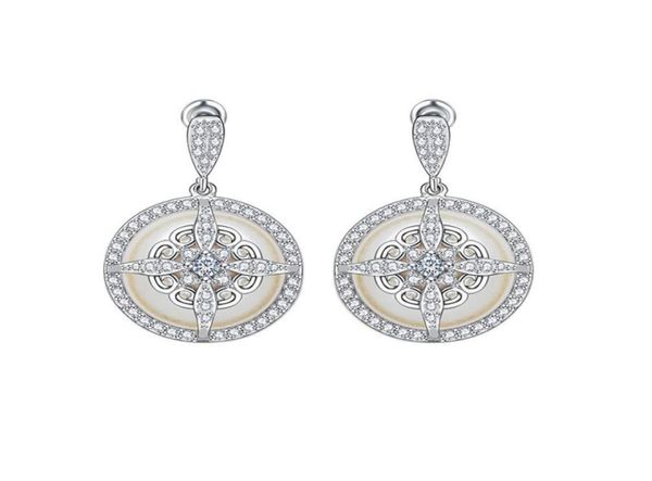 

white zircon pearl drop dangle earrings s925 silver needle wedding jewelry for women girl gift5910010