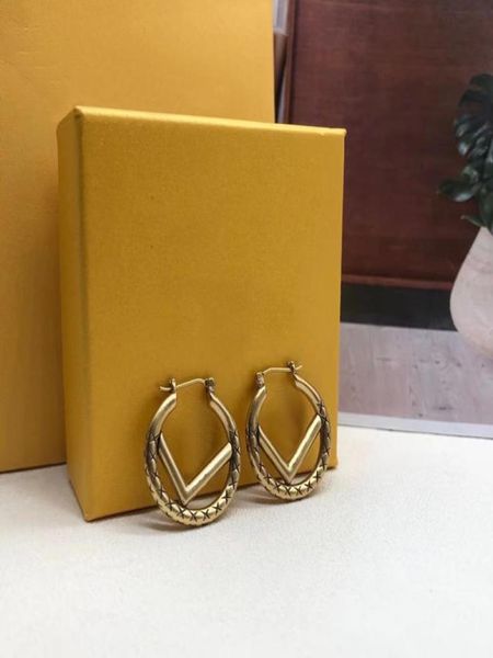 

hoop stud earrings designers jewelry classic women earring for womens luxury big circle simple letter f studs hoops 27855306, Golden;silver