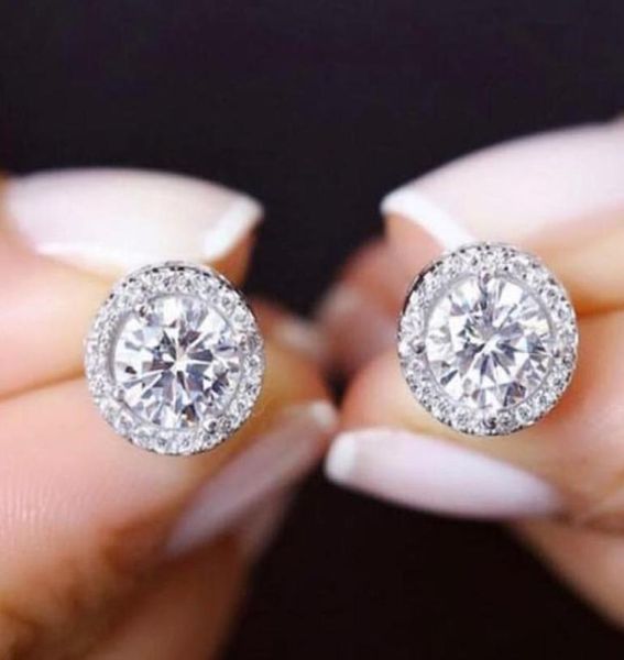 

stud fashion luxury 925 silver pin crystals from swarovskis 6mm small zircon earrings for women christmas gift korean jewelry4145839, Golden;silver