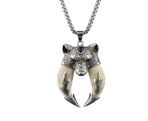

antique double boar pendant tooth tibetan silver wolf protective talisman necklace gift vintage animal8996092