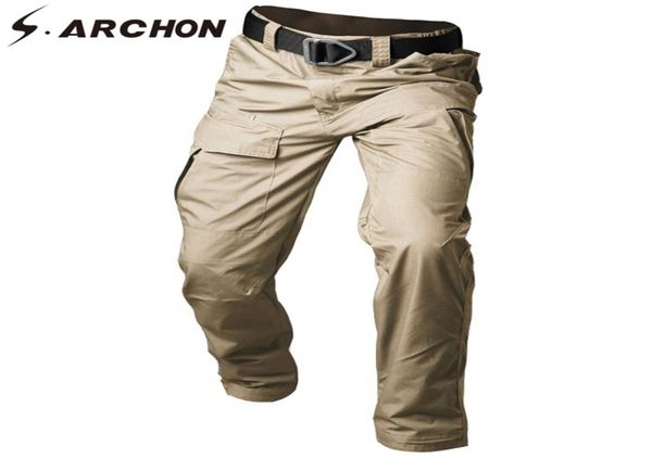 

sarchon new tactical pants men camouflage waterproof combat military cargo pants casual elastic multi pocket men trousers y1892805484914, Black
