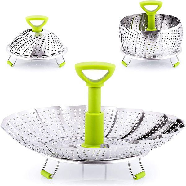 

Cookware Other 9Inch Stainless Steel Lotus Steaming Tray Folding Food Steamer Vegetable Fruit Basket Mesh Rack Cooking 230711, Green