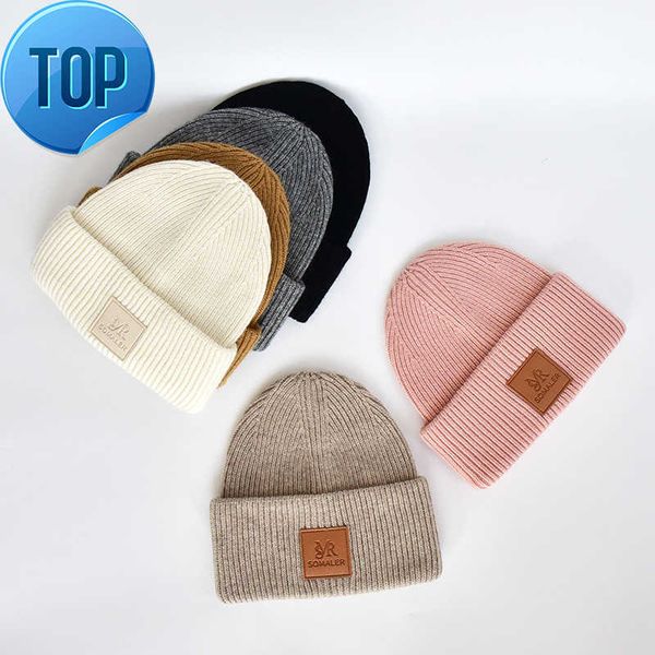 

wholesale custom ribbed wool knit beanies winter luxury warm cuffed beanie hat for women men, Blue;gray