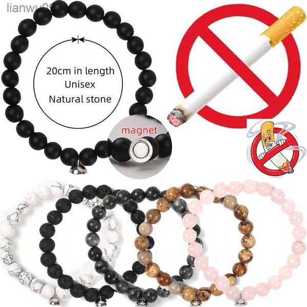 

creative quit smoking bracelet simple beaded bangle personalized charming jewelry gift for men women natural stone bracelets l230704, Black