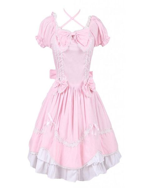 

can be custom 2018 pink and white short sleeve bow with tie gothic victorian lolita dresses for women customized2098872, Black;red