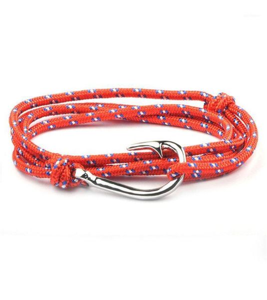 

vintage fish hook bracelet handmade weave rope chain armband fashion paracord charm bracelets for women men jewelry gifts15629432, Golden;silver