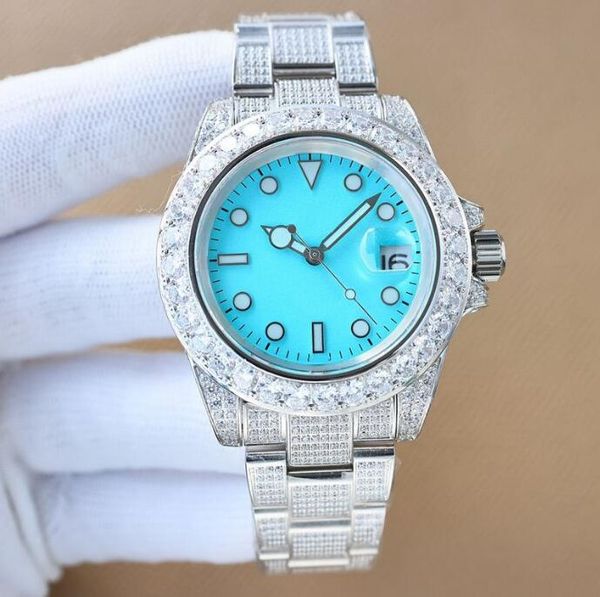 

diamond watch 42mm mens watch automatic mechanical watch waterproof fashion business wristwatch montre de luxe watches for men--07, Slivery;brown