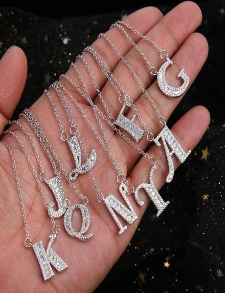 

pendant necklaces custom initial letters chain pendants women039s zircon hip hop jewelry with gold color cuban party wedding gi3523631, Silver