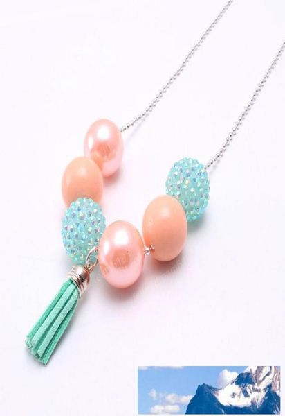 

girls beads necklace fashion child tassel pendants chain necklace kids toddler chunky bubblegum necklace jewelry6702457, Silver
