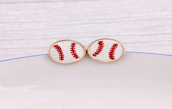 

16mm embroidery baseball stud earrings cheetah animal print hairy genuine leather studs for women gold softball earrings sports je5669046, Silver