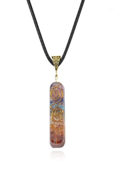 

natural 7 chakra orgone energy healing pendants necklaces rainbow crystal pendant yoga meditation necklace resin jewelry11360230, Silver