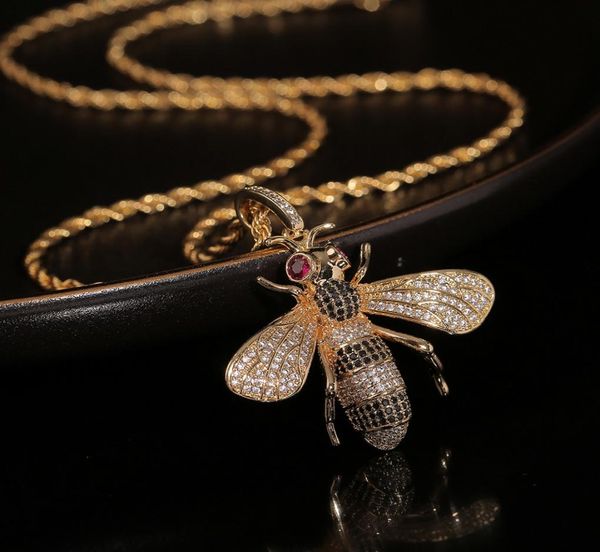 

new designed bee pendant necklace luxurious micro inlays diamonds men women hip hop punk necklaces designer jewelry 07437947, Silver