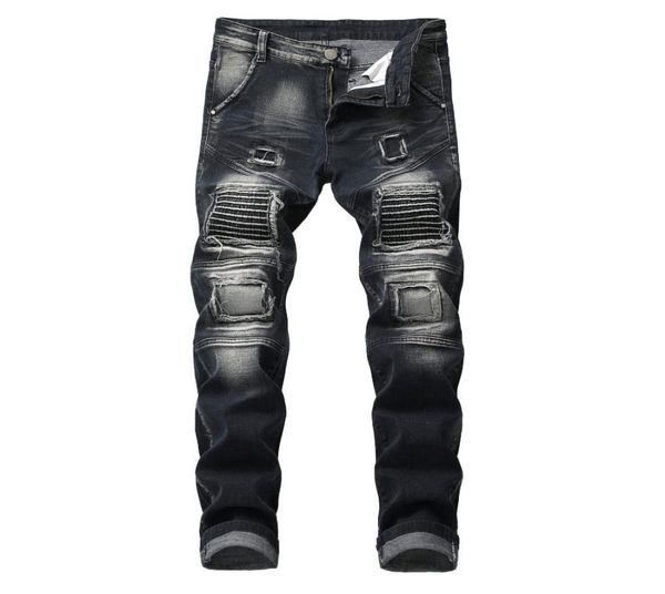 

mens winter jeans hip hop rock men pants clothes jean homme distressed ripped denim biker jeans masculino5322138, Blue