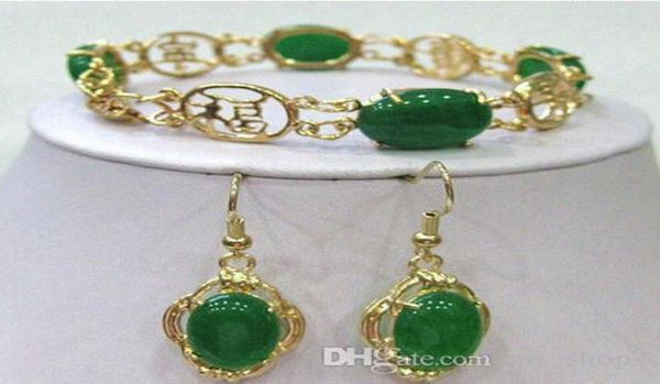 

2017 green jade beads link bracelet earrings set01234540869809503737, Black