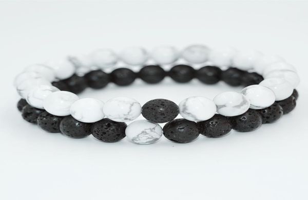 

natural stone elasticity chains couple bracelets for women and men lava rock healing energy meditation mala beads bangle di3939887, Black