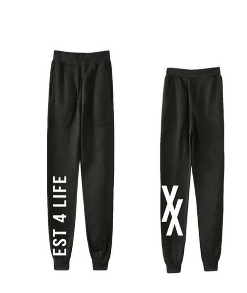 

rapper mgk machine gun kelly est 4 life joggers pants casual trousers menwomen hip hop sweatpants pantalon homme streetwear63289737255194, Black