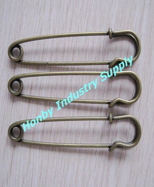 

pack of 100 pcs 76 mm antique bronze color kilt safety pin brooch findings shippping5462228, Silver