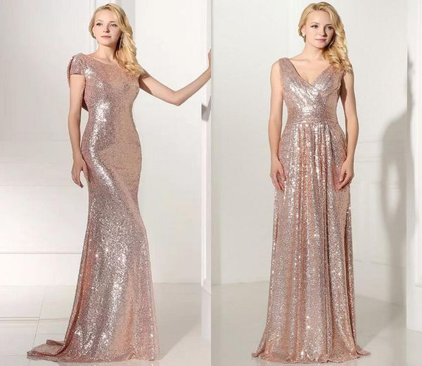 

sequined bridesmaid dresses v neck mermaid maid of honor wedding guests gowns plus size custom made party dress9723949, White;pink