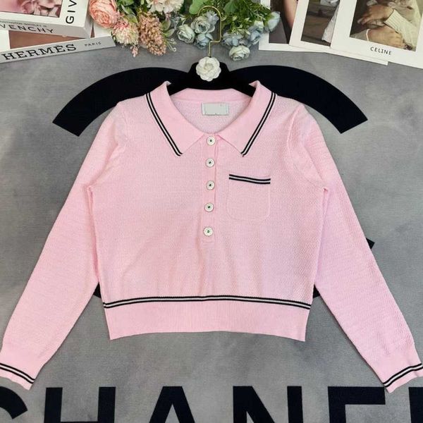 

summer women knit shirt 3d embroidery polo shirt designer womens polos sweaters casual lapel logo sleeve sweatshirt polo sweater, White