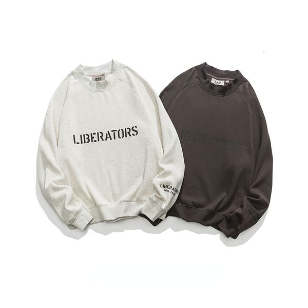 

men's hoodies sweatshirts american retro round neck sweater in autumn and winter threedimensional letter printing loose silhouette casu, Black