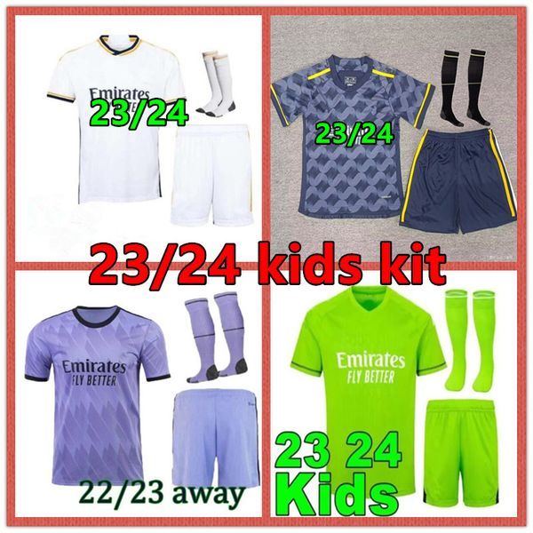 

bellingham soccer jerseys 22 23 24 kids football kits vini jr tchouameni benzema alaba asensio modric rodrygo fourth 2023 2024 real madrids, Black;yellow