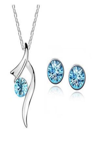 

fashion silver plated crystal pendants necklaceearrings wedding accessories jewelry sets for women g4503009473