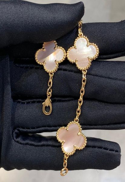

s925 silver flower with five flower nature stone pendant bracelet with rhombus clasp for women wedding gift jewelry ps1839125, Golden;silver