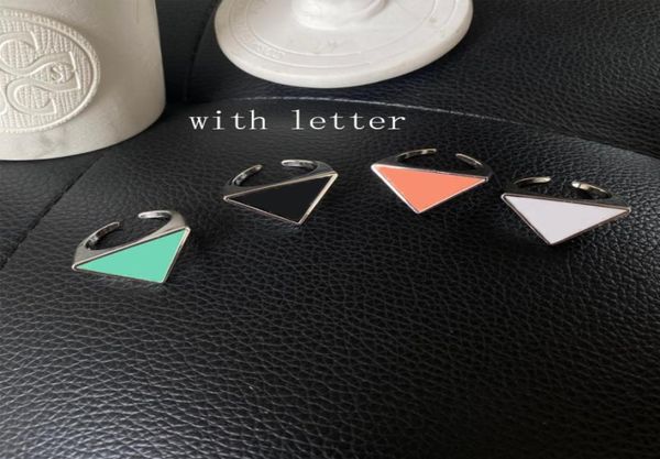 

4 colors metal triangle open ring with stamp women letter finger rings fashion jewelry accessories 326673, Silver