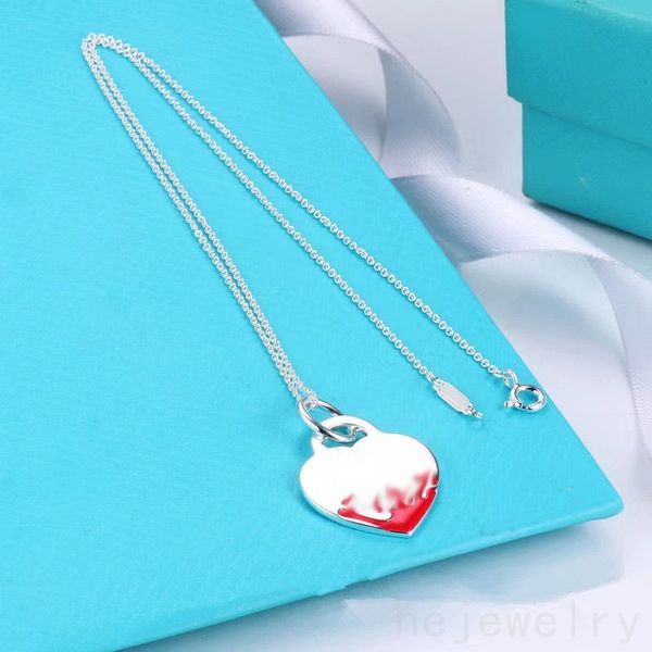 

classic love necklace letter enamel womens chain heart shape plated silver thin jewelry lady multicolor decor red pink blue designer necklac