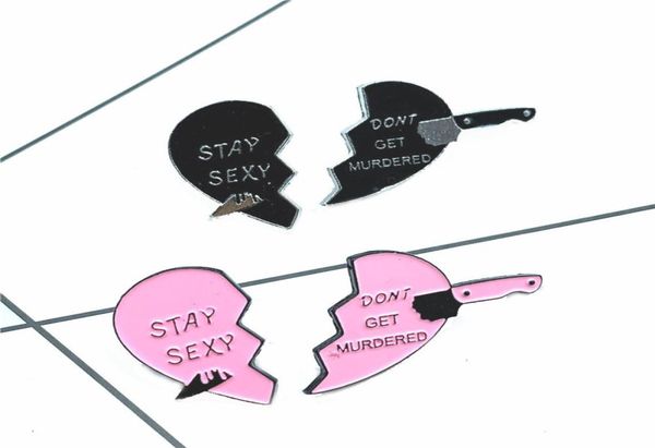 

stay heart enamel pin don039t get murdered badge brooches denim clothes bag lapel pin fashion couple jewelry gift for frie9065517, Gray
