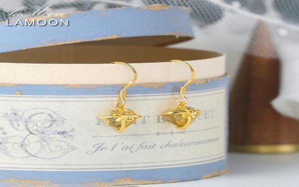 

lamoon 925 silver drop earrings for women romantic heart natural citrine jewelry 14k yellow gold plated fine jewelry lmei013 b12042182518, Golden